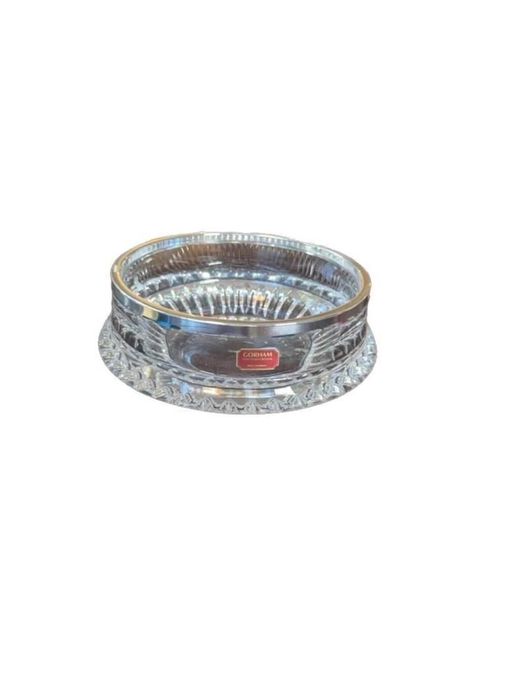 NEW Gorham Full Lead Crystal Bowl with Silver Tone Rim, Never Used Beautiful